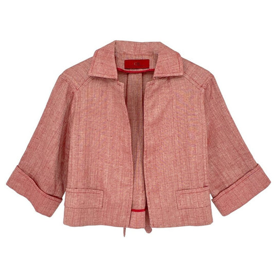 CAROLINA HERRERA Cropped Open Front Silk Blend Jacket 4