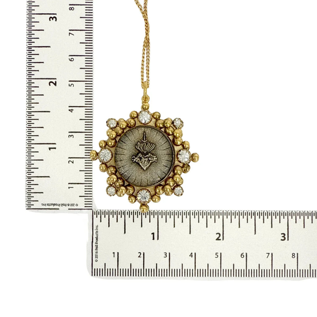 VIRGINS SAINTS & ANGELS VSA Cloister Sacred Heart Charm Necklace in Gold - flyKAMP
