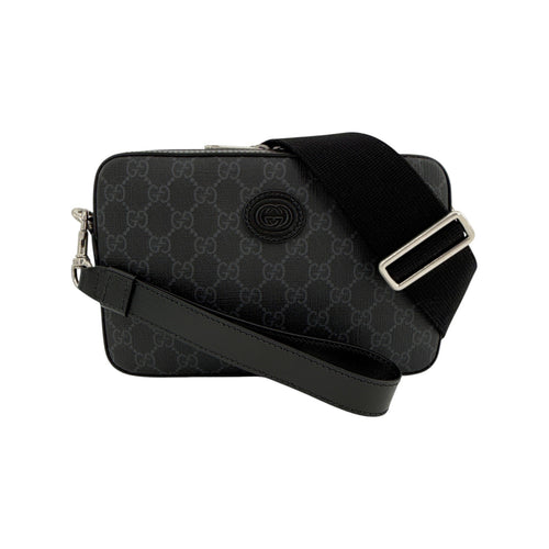 GUCCI GG Supreme Monogram Interlocking G Wrist & Shoulder Bag in Black Gucci