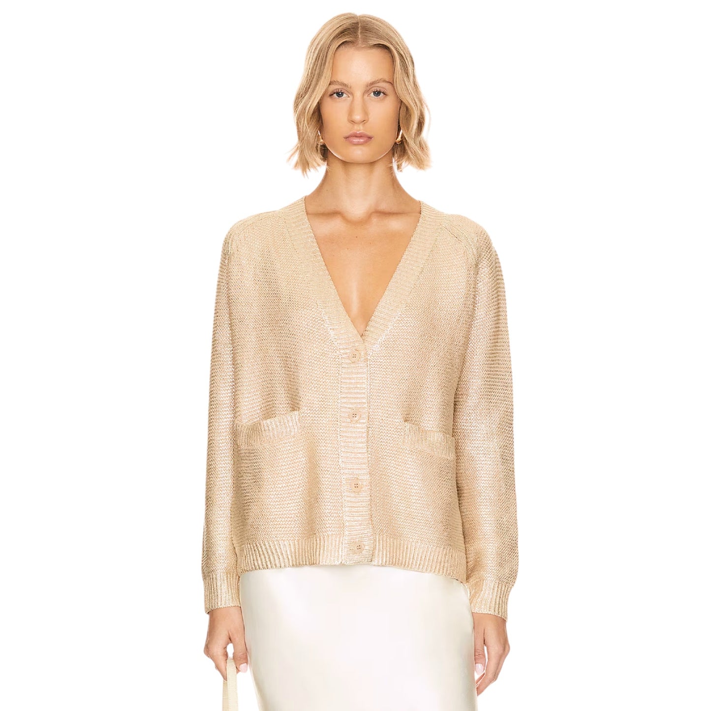 THE GREAT. The Varsity Cardigan Gold Shimmer 1|S
