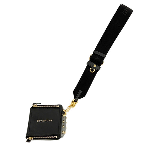 GIVENCHY Pandora Cube Pouch Leather Bag & Strap in Webbing in Black