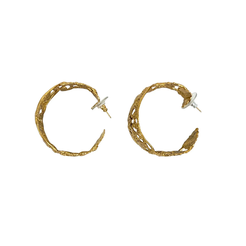 VIRGINS SAINTS & ANGELS VSA Antigua Wide Hoop Post Earrings in Gold - flyKAMP