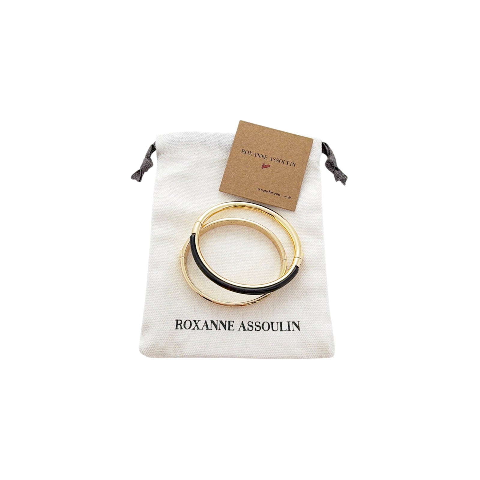ROXANNE ASSOULIN Semi Stone and Small Puffy Hinged Cuff Set Roxanne Assoulin