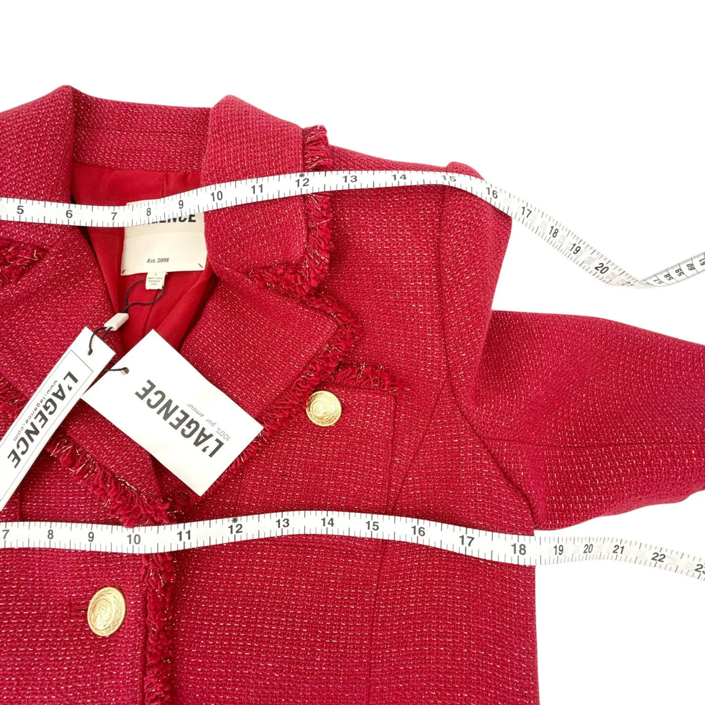 L'AGENCE Sylvia Collared Jacket in Garnet Red & Copper 2 - flyKAMP