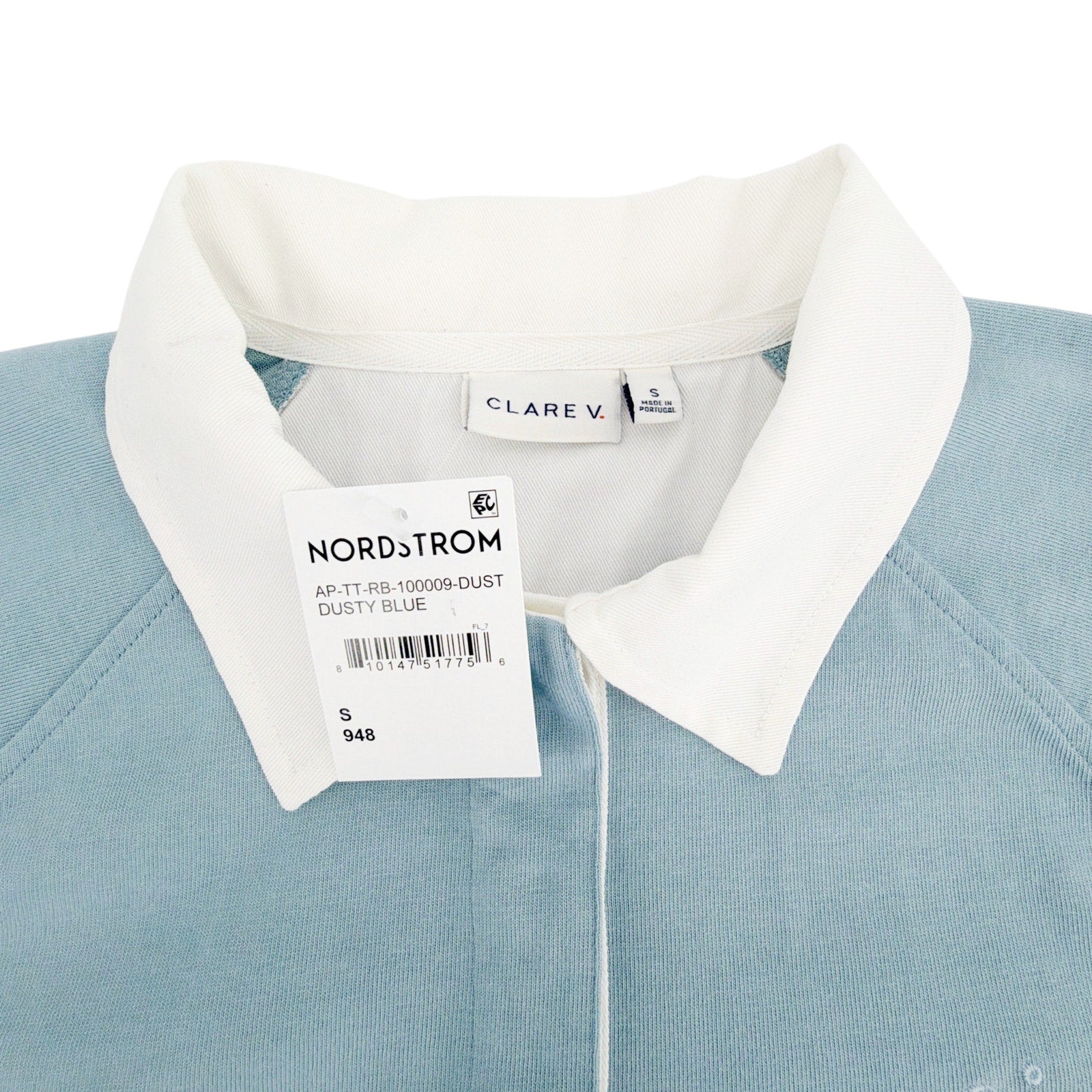 CLARE V. Le Rugby Shirt in Dusty Blue S Clare V.