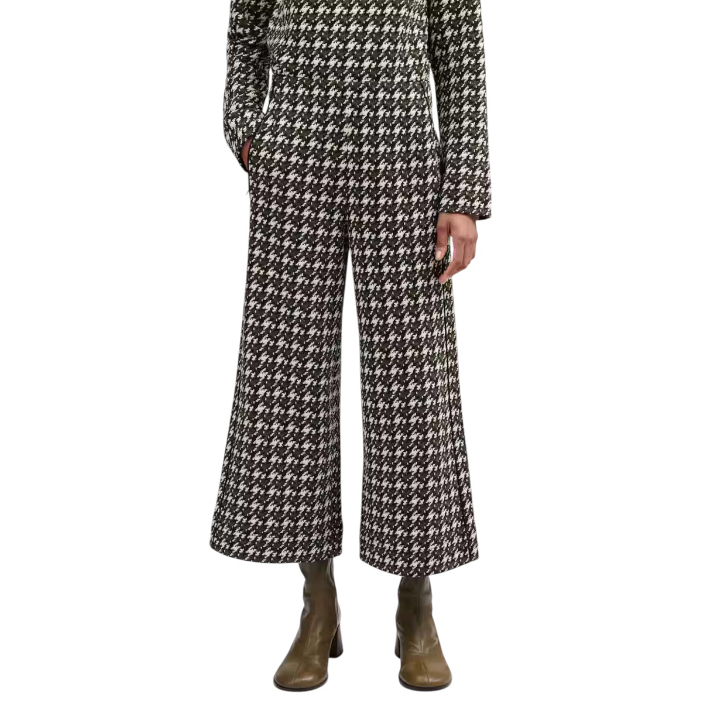 ME+EM Houndstooth Wide Leg Crop Pant Jacquard Ponte Jersey Tailoring 2|XS