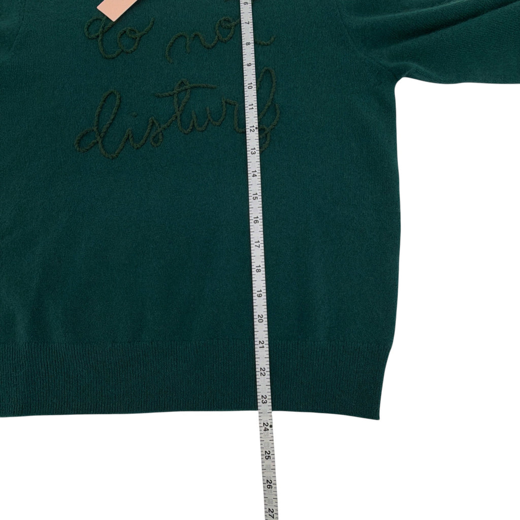 LINGUA FRANCA Do Not Disturb Cashmere Crewneck Sweater in Hunter M LINGUA FRANCA