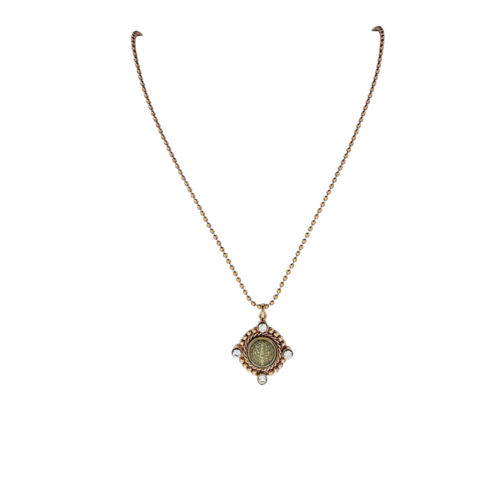 VIRGINS SAINTS & ANGELS VSA Lil' Bennie San Benito Charm Necklace SS Rose Gold Virgins Saints & Angels