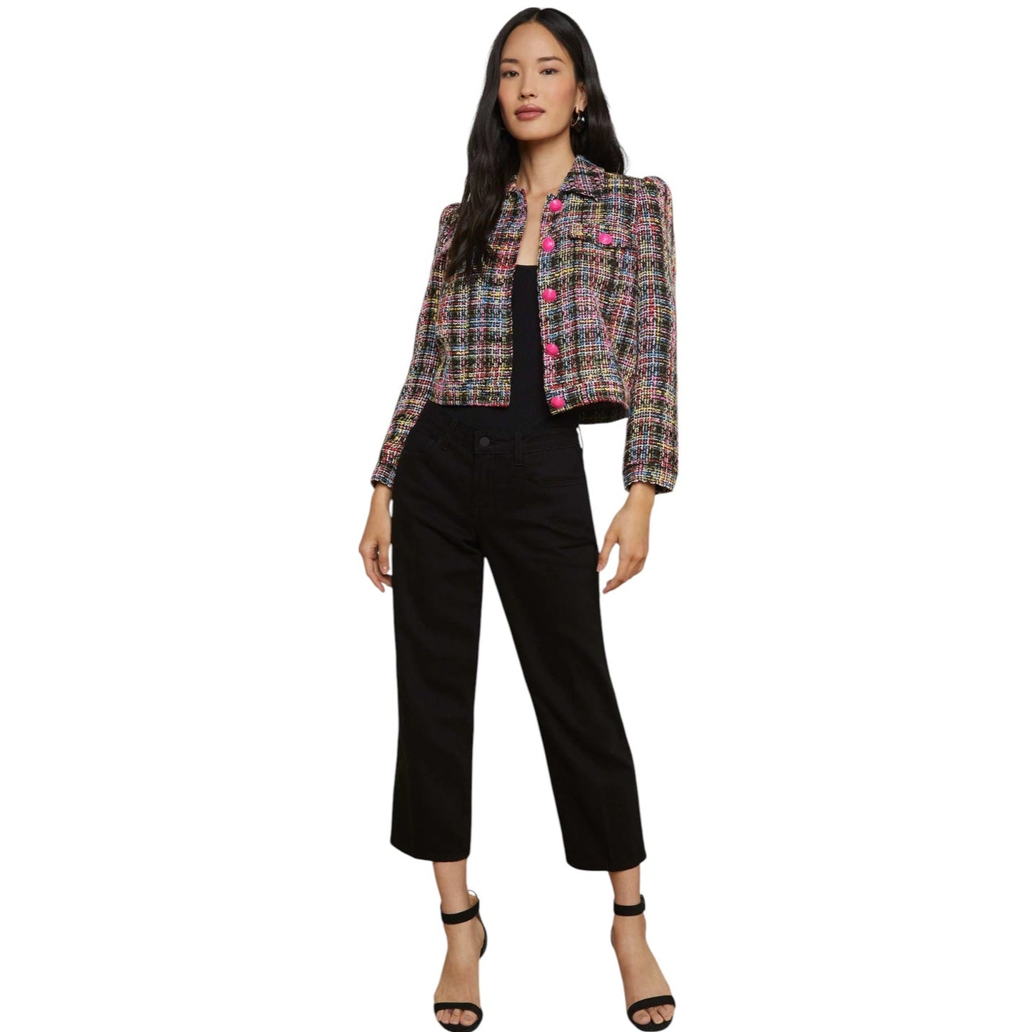 L'AGENCE Kasey Tweed Jacket in Black Multi S