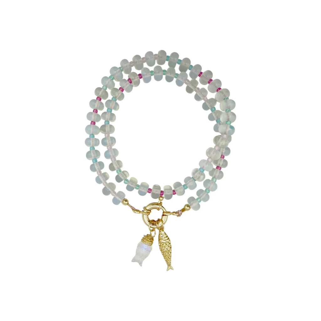 THE SILVER WREN Mirage Stone Candy Fish Necklace in Opalite 18" - flyKAMP