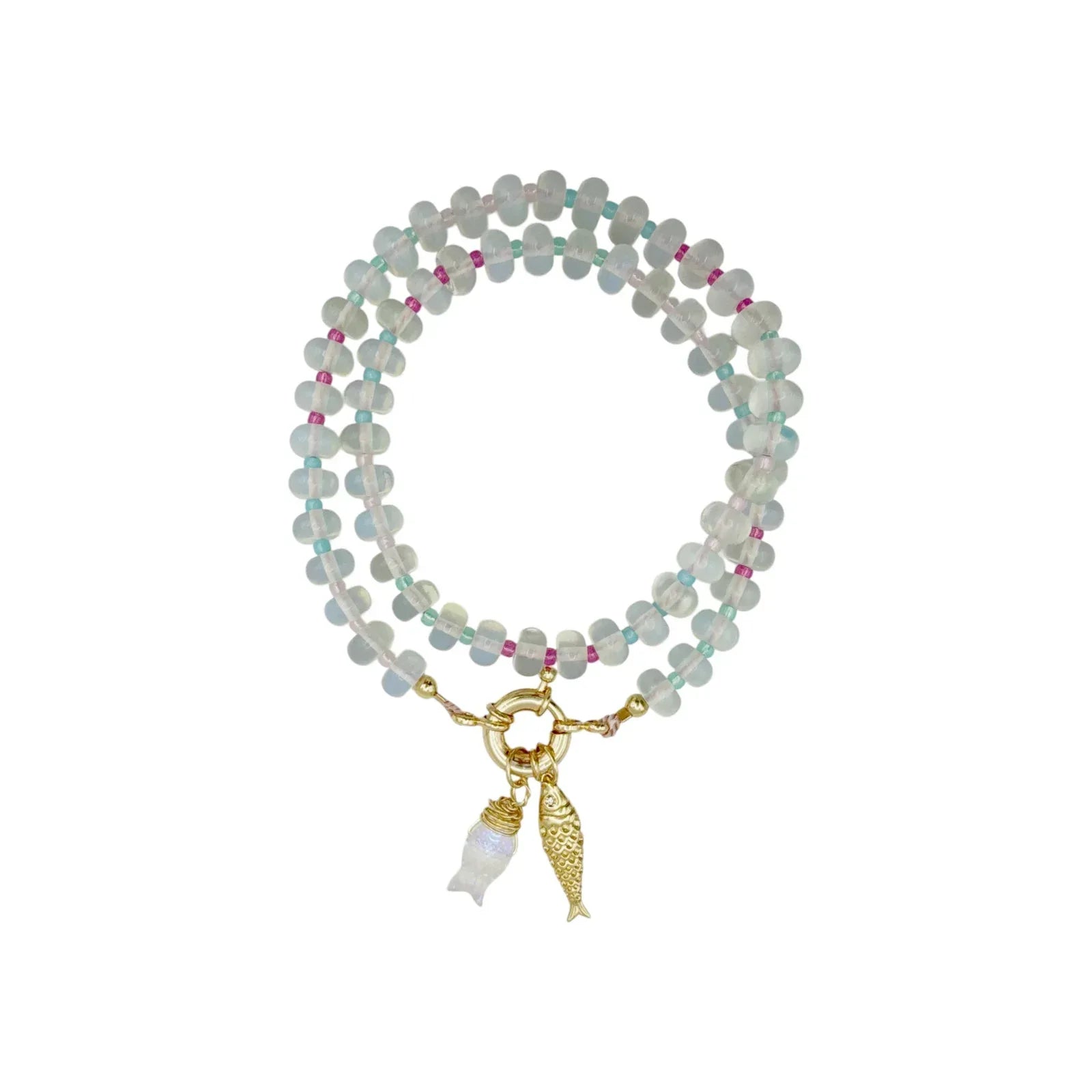 THE SILVER WREN Mirage Stone Candy Fish Necklace in Opalite 18" - flyKAMP