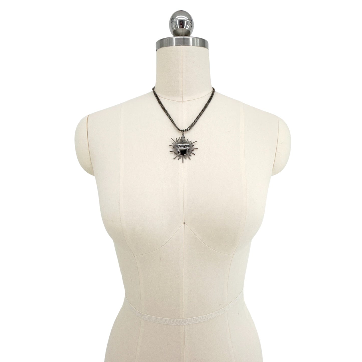 VIRGINS SAINTS & ANGELS VSA Sacred Flame Charm Necklace Gunmetal 34" Ball Chain