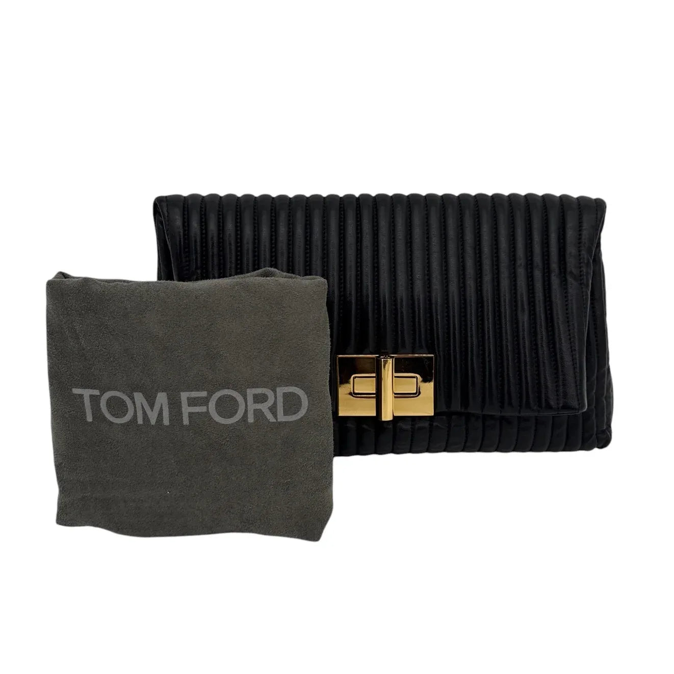 TOM FORD Calfskin Quilted Natalia Clutch in Black - flyKAMP
