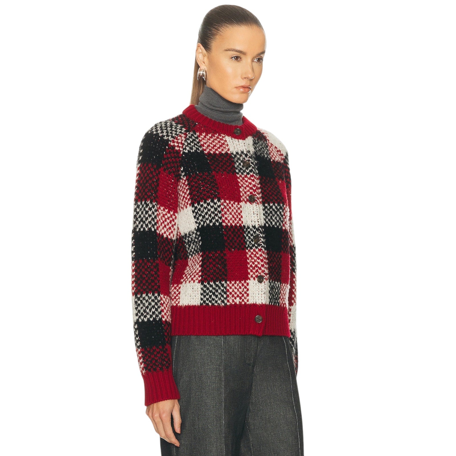 GUEST in RESIDENCE Buffalo Plaid Cardigan in Ruby Combo S Guest in Residence