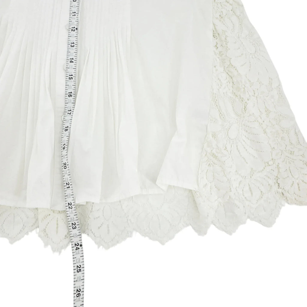 SEA New York Lace Back Button Down Blouse in Milky White 8|M - flyKAMP