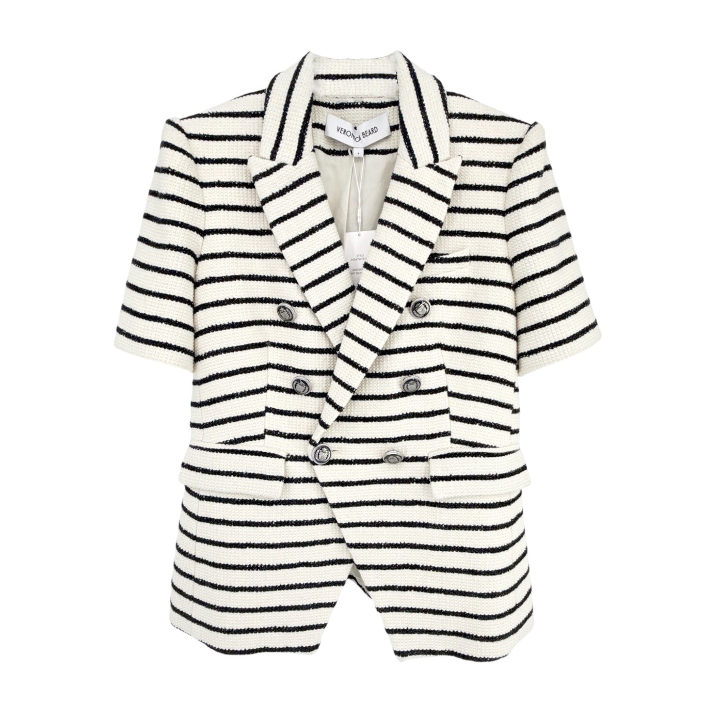 VERONICA BEARD Jenny Dickey Jacket in Ivory & Black Stripe 6|S