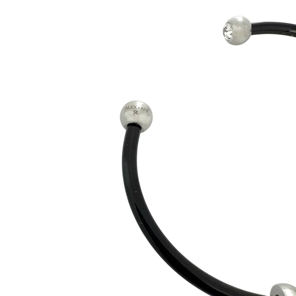 ALEX+ANI Bezel Stone Enamel Cuff in Black - flyKAMP