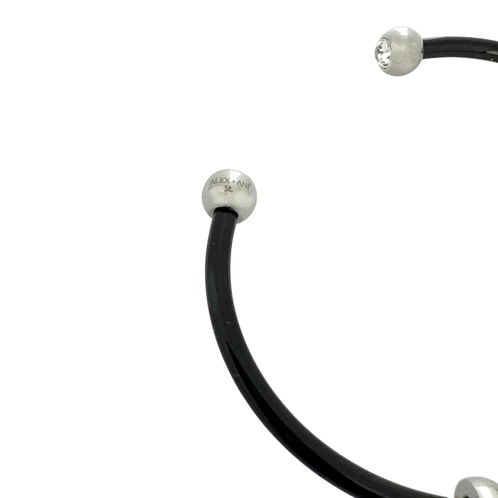 ALEX+ANI Bezel Stone Enamel Cuff in Black - flyKAMP