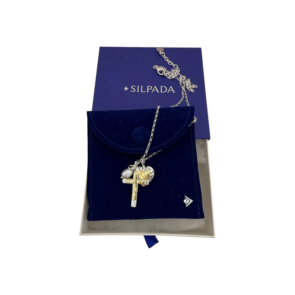 SILPADA Powerful Duo Necklace Gold Plate & Silver Pearl Necklace - flyKAMP