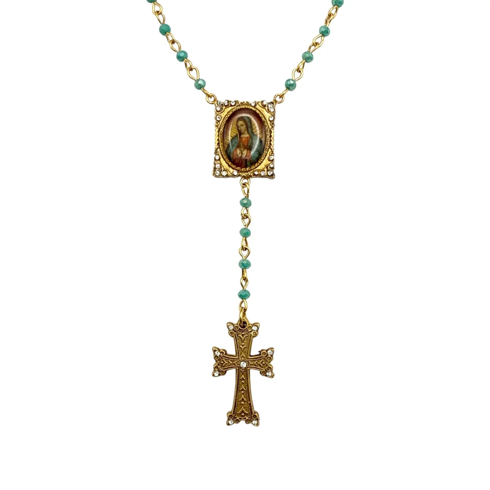 VIRGINS SAINTS & ANGELS VSA Retablo Guadalupe Rosary Necklace - flyKAMP