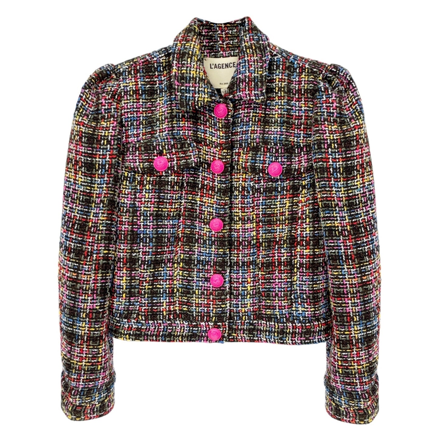 L'AGENCE Kasey Tweed Jacket in Black Multi S