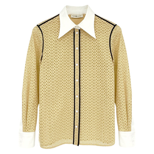 TORY BURCH Honeycomb Eyelet Shirt 4|S