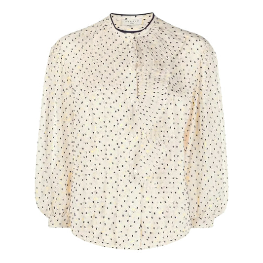 SANDRO Noelle Jabot Detail Swiss Dot Blouse 2|M