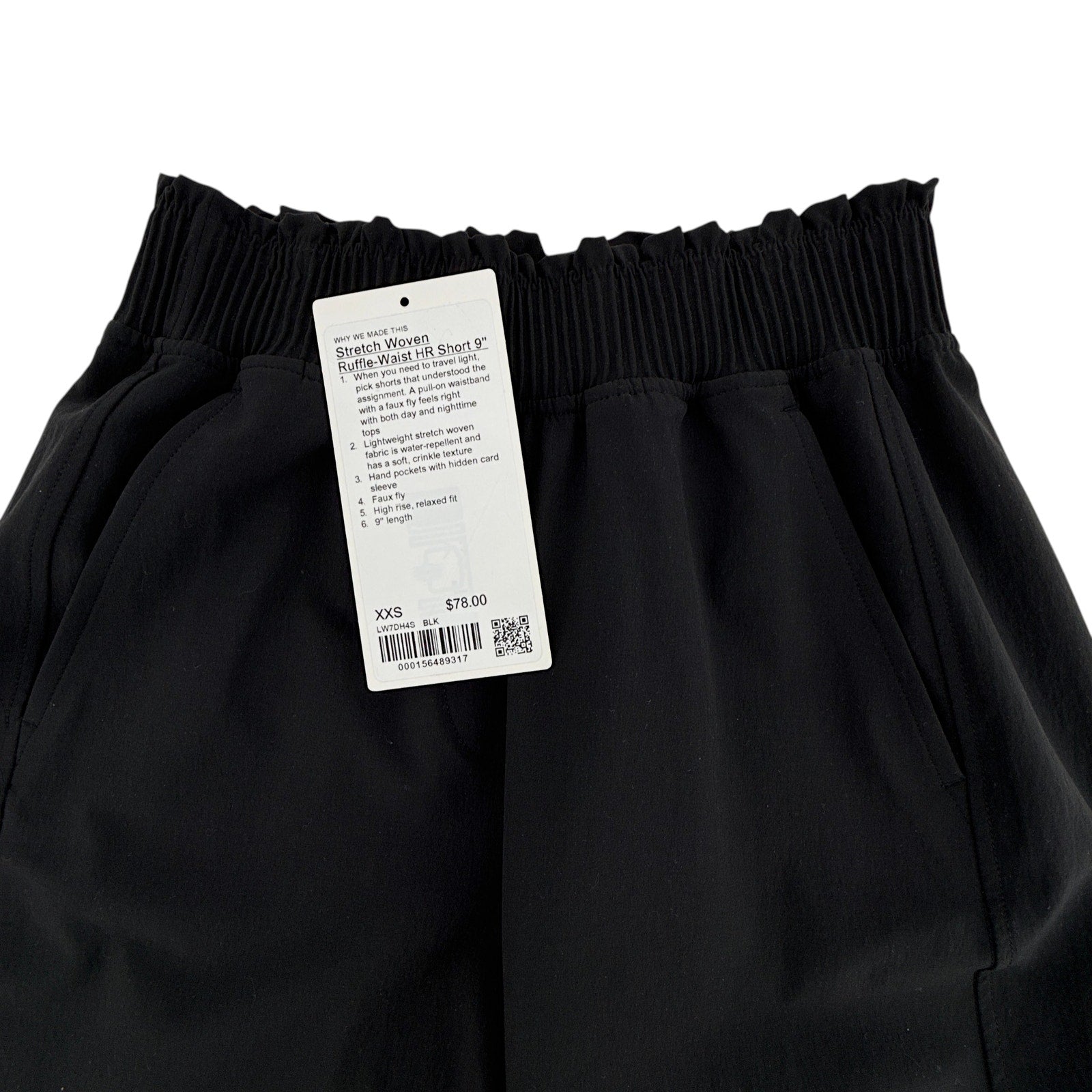 LULULEMON Stretch Woven Ruffle-Waist HR Short 9" in Black XXS Lululemon Athletica