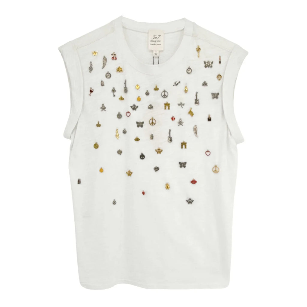 CINQ A SEPT Charm Bella Tee in White S - flyKAMP