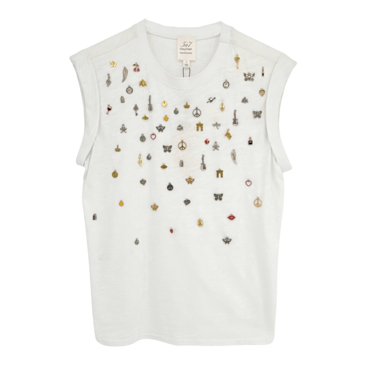 CINQ A SEPT Charm Bella Tee in White S