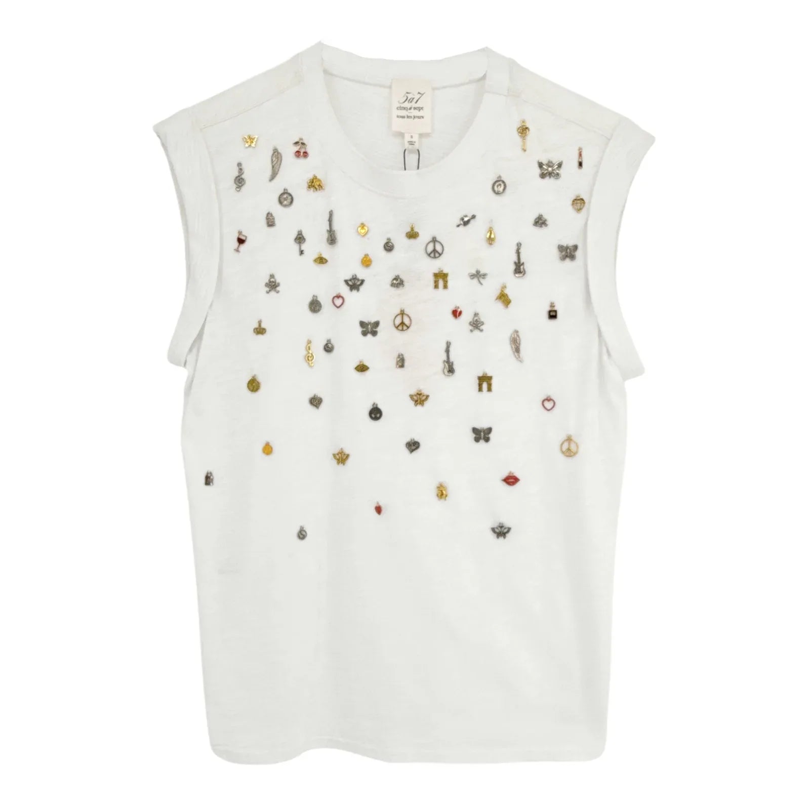 CINQ A SEPT Charm Bella Tee in White S - flyKAMP