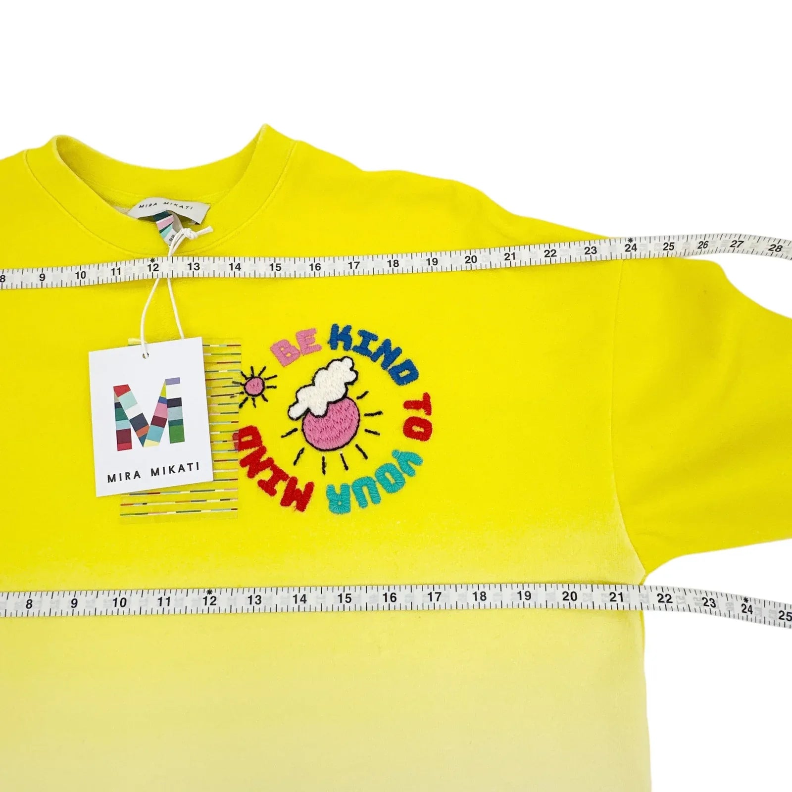 MIRA MIKATI Embroidered "Be Kind to Your Mind" Sweatshirt S - flyKAMP