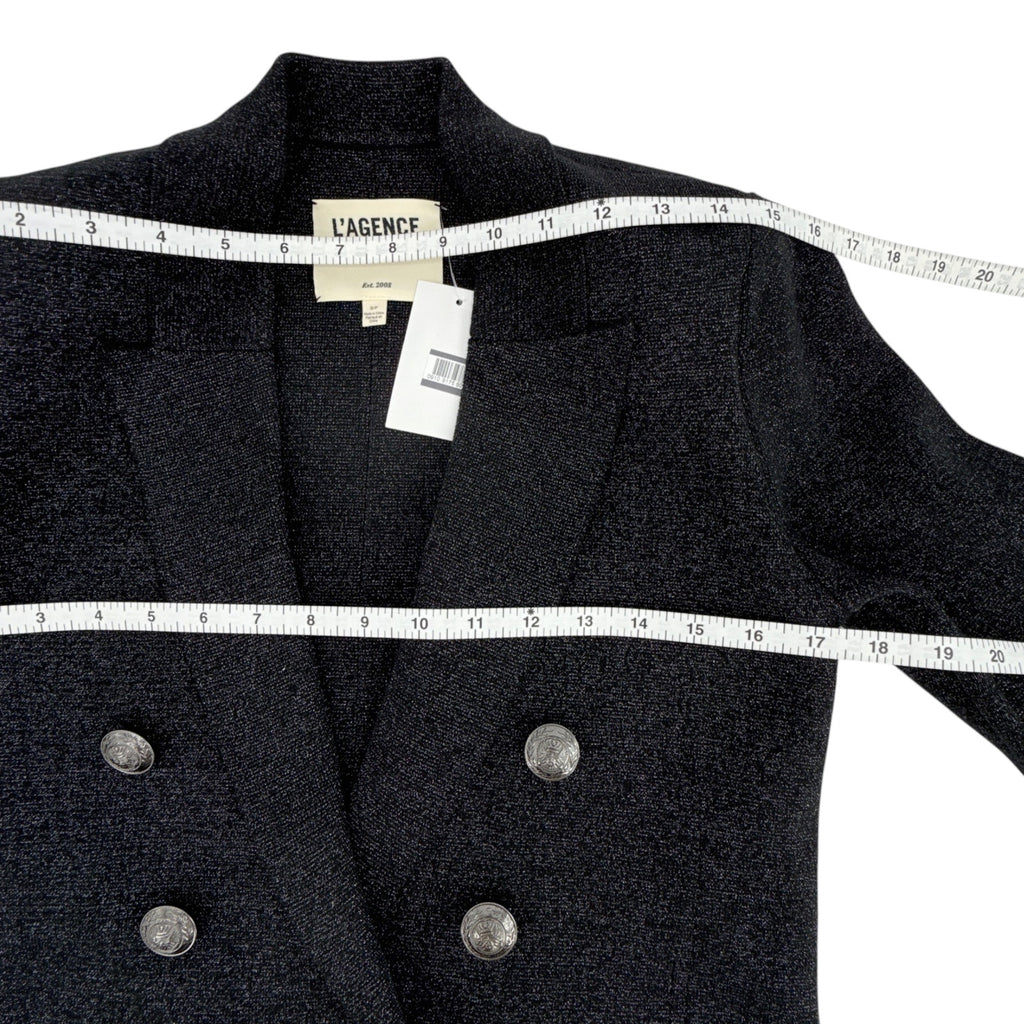 L'AGENCE Kenzie Metallic Knit Blazer in Black & Gunmetal Lurex S L'Agence