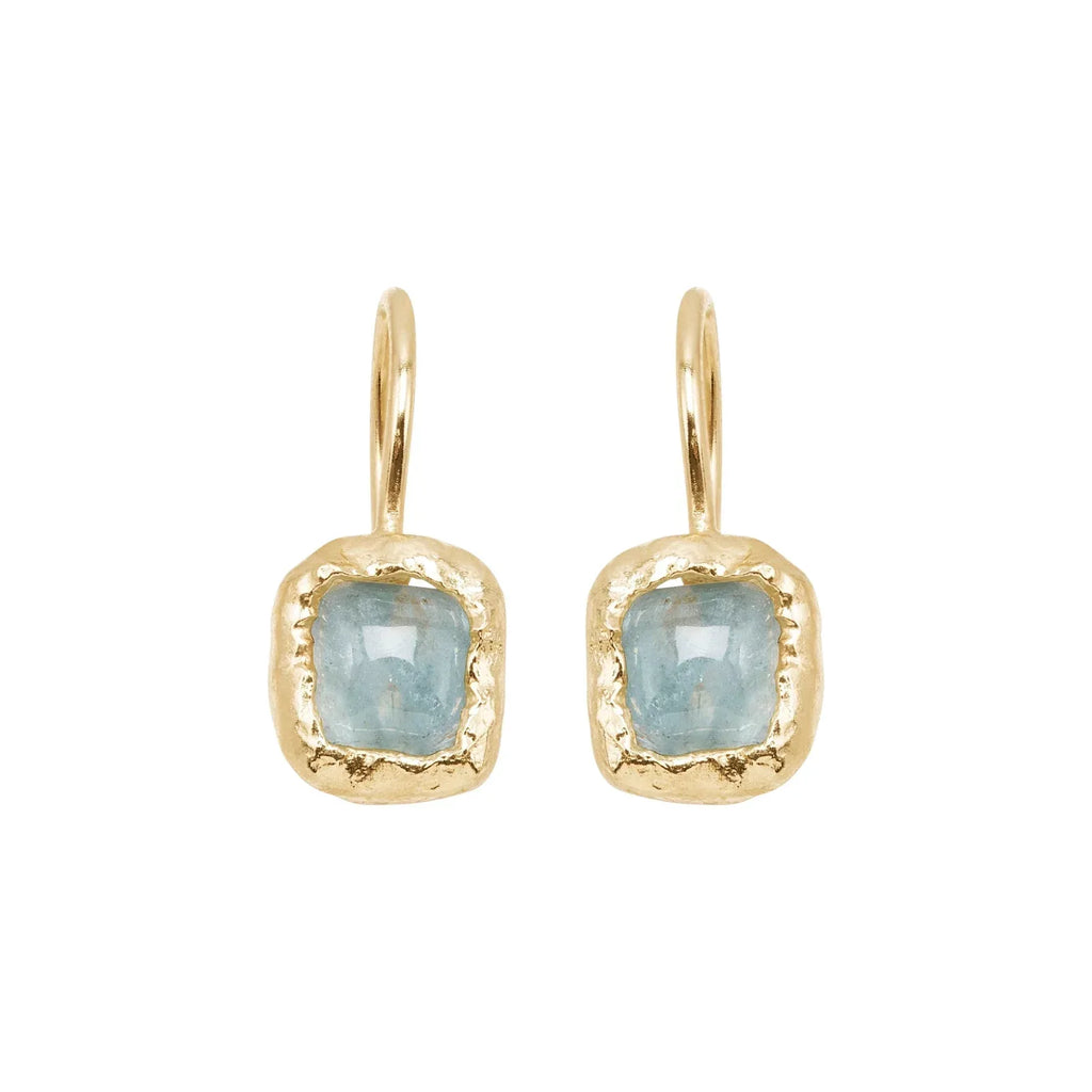 SILPADA Mediterra Natural Aquamarine Petite Drop Earrings in 14K Gold-Plated SS - flyKAMP