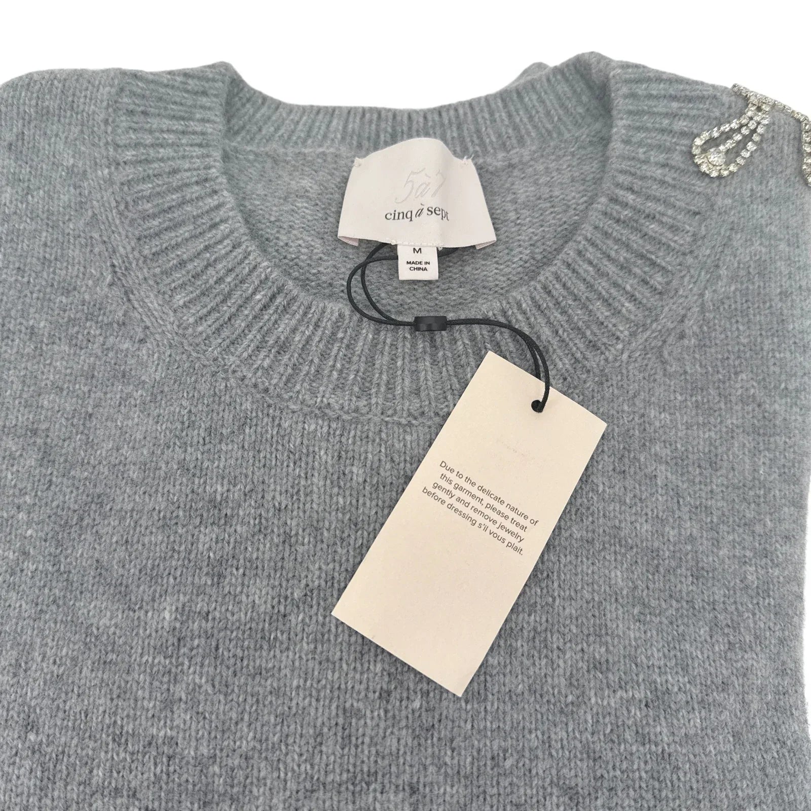 CINQ a SEPT Lilliana Embellished Knit Sweater M - flyKAMP