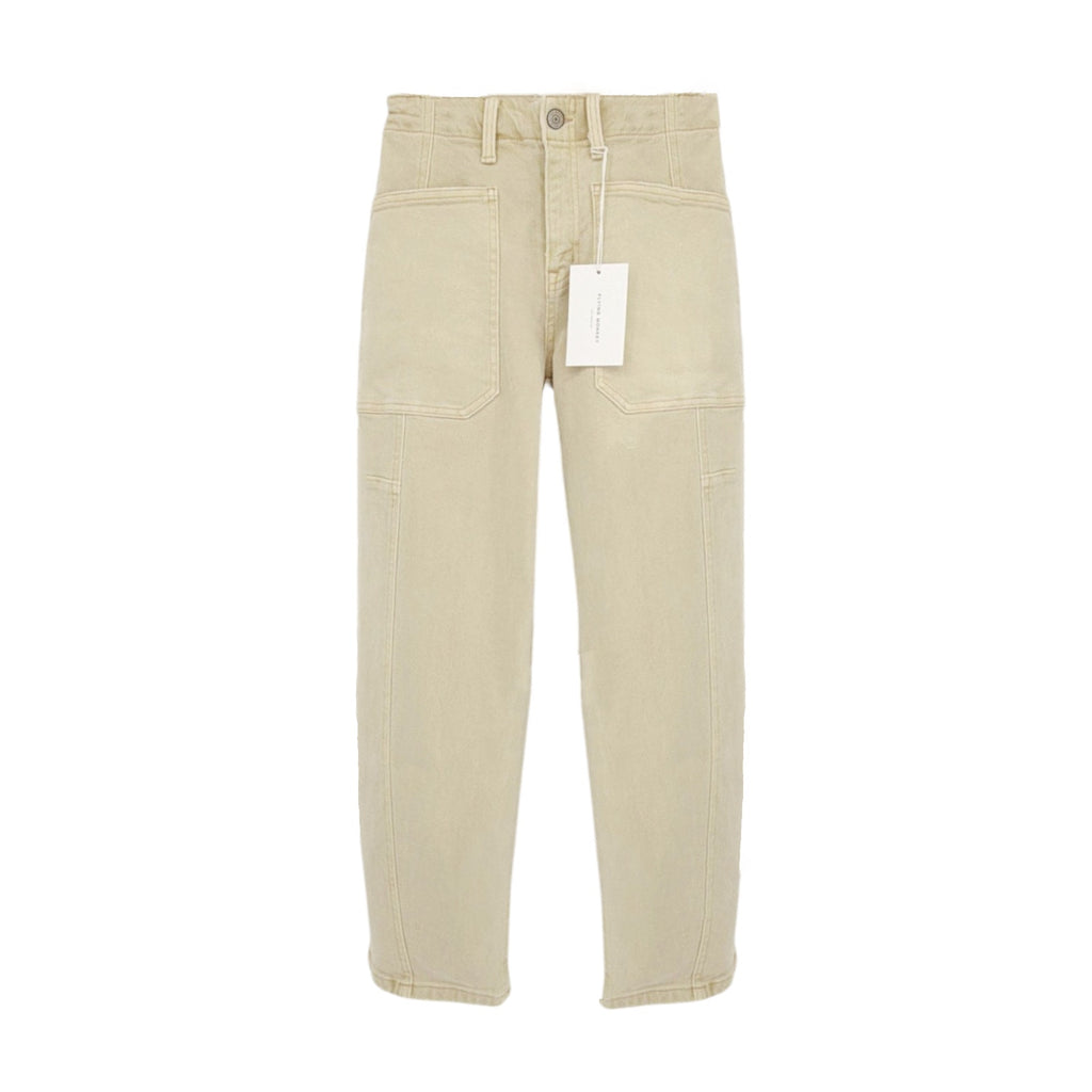 FLYING MONKEY Super High Rise Barrel Fit Jean in Vintage Beige 24 Mother