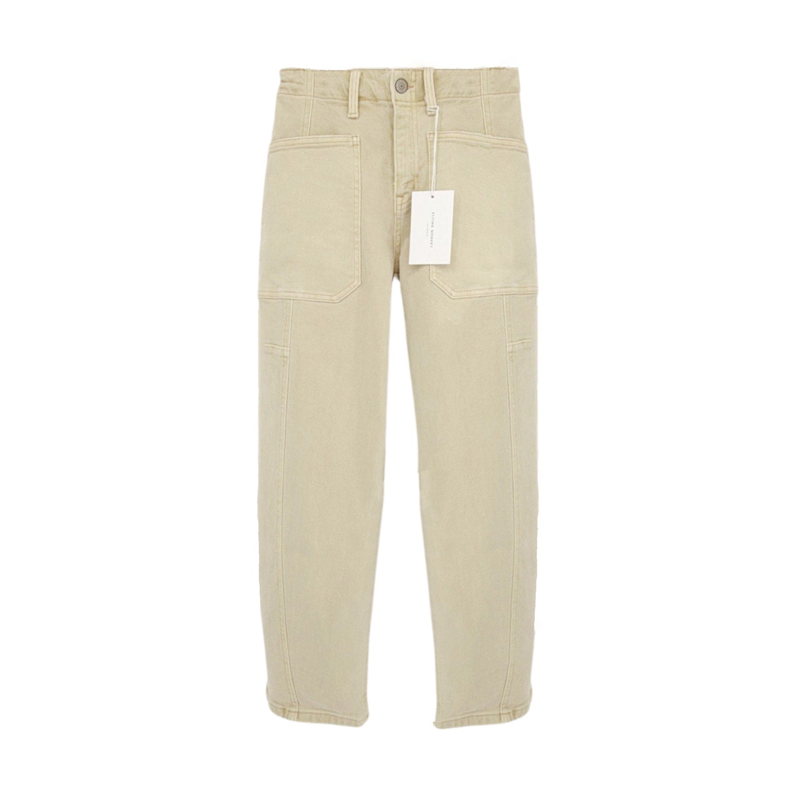 FLYING MONKEY Super High Rise Barrel Fit Jean in Vintage Beige 24 Mother