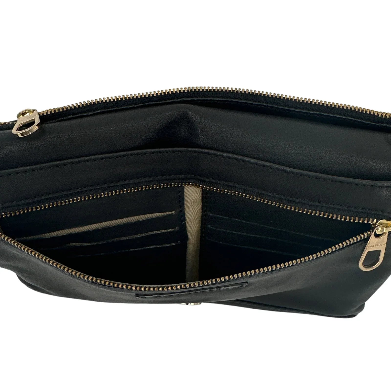 ANN TAYLOR Nappa Leather Foldover Clutch Bag in Black - flyKAMP