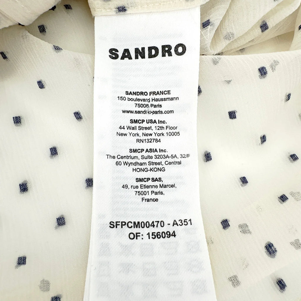 SANDRO Noelle Jabot Detail Swiss Dot Blouse 2|M - flyKAMP
