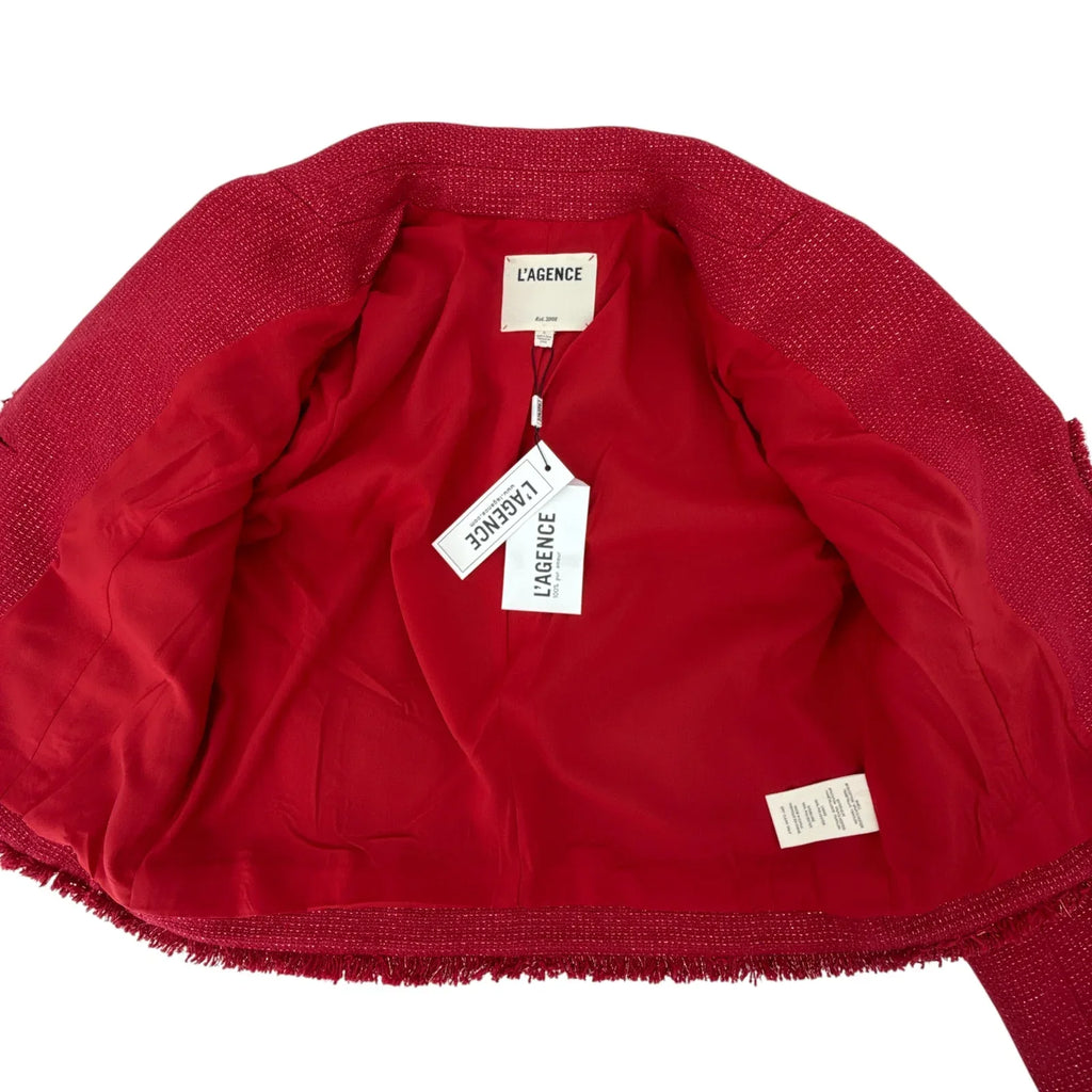 L'AGENCE Sylvia Collared Jacket in Garnet Red & Copper 2 - flyKAMP