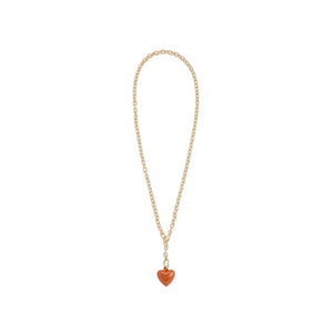 ROXANNE ASSOULIN The Mini Puffy Heart Necklace in Gold & Sienna