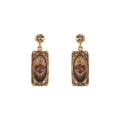 VIRGINS SAINTS & ANGELS VSA Retablo Rectangular Framed Earrings in Gold Virgins Saints & Angels