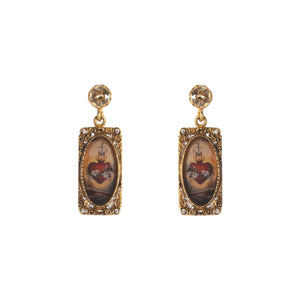 VIRGINS SAINTS & ANGELS VSA Retablo Rectangular Framed Earrings in Gold
