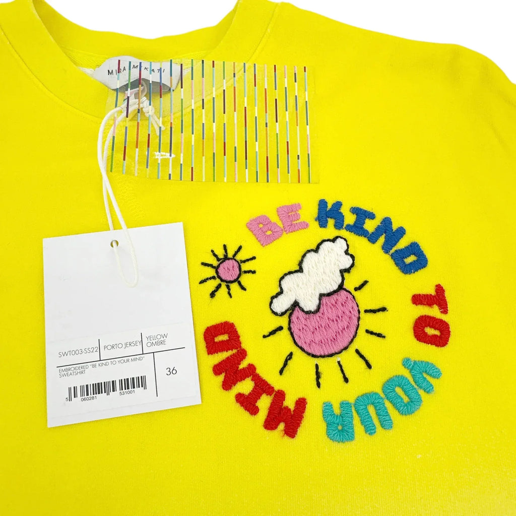 MIRA MIKATI Embroidered "Be Kind to Your Mind" Sweatshirt S - flyKAMP