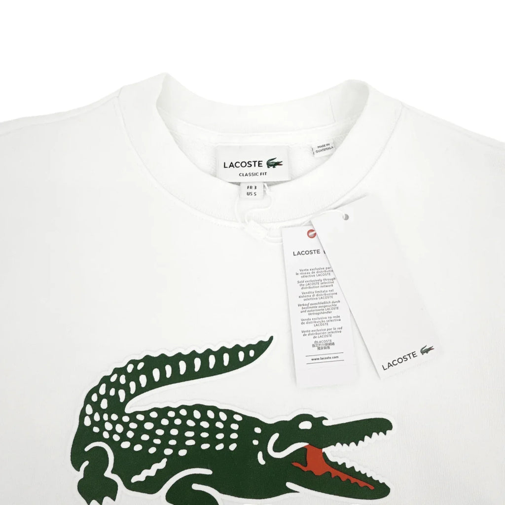 LACOSTE Classic Fit Crewneck Sweatshirt in White S - flyKAMP