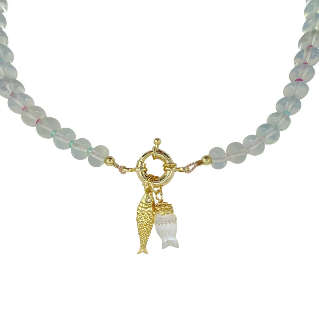 THE SILVER WREN Mirage Stone Candy Fish Necklace in Opalite 18" - flyKAMP