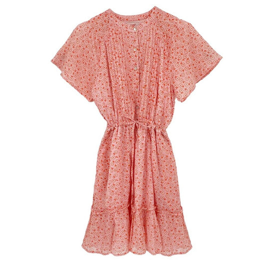 BANJANAN Rhonda Dress Scattered Daisy Orchid Pink S