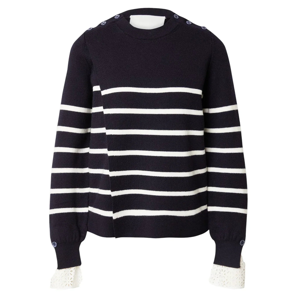 3.1 PHILLIP LIM Sailor Stripe Lace Cuff Sweater S - flyKAMP