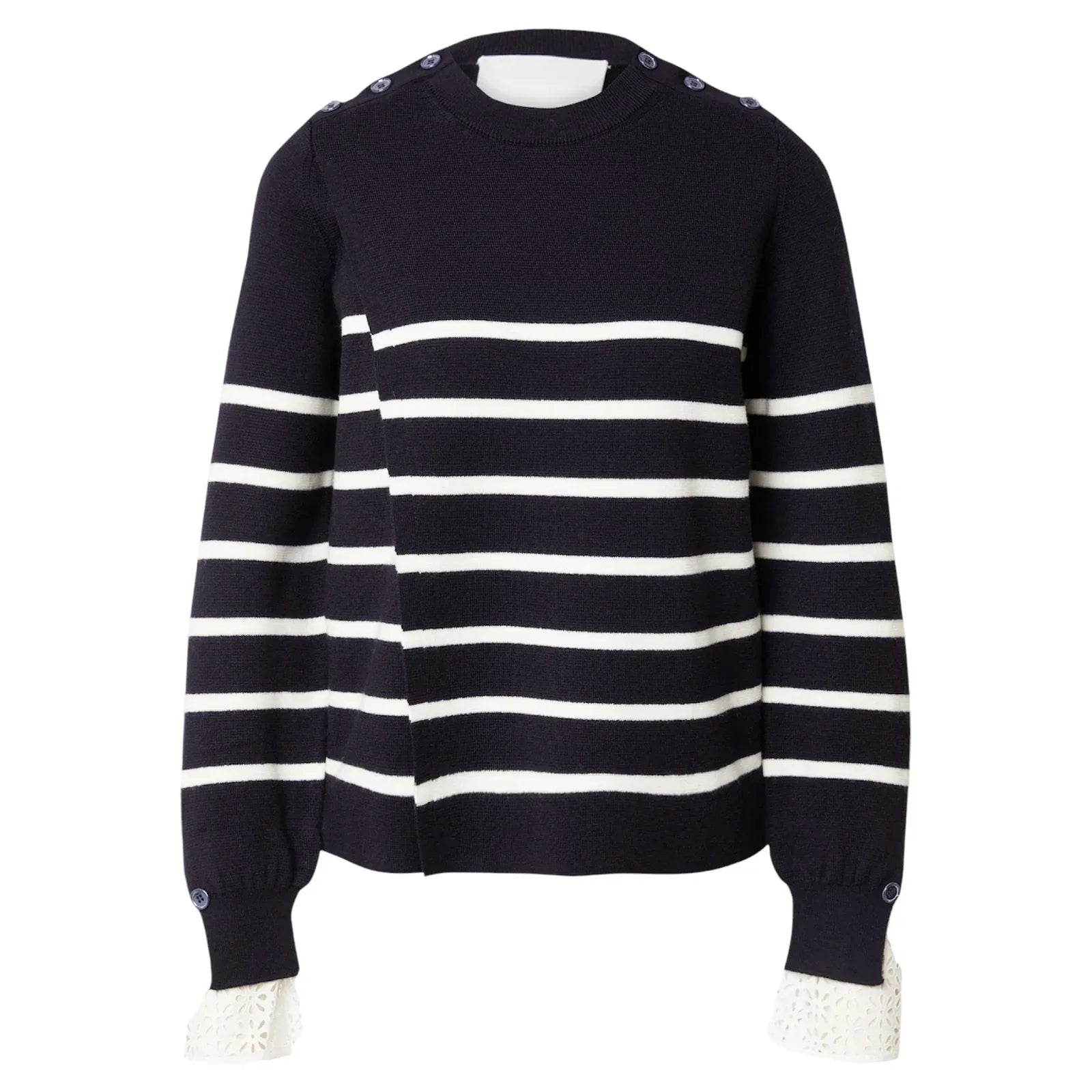3.1 PHILLIP LIM Sailor Stripe Lace Cuff Sweater S - flyKAMP