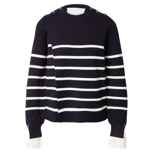 3.1 PHILLIP LIM Sailor Stripe Lace Cuff Sweater S
